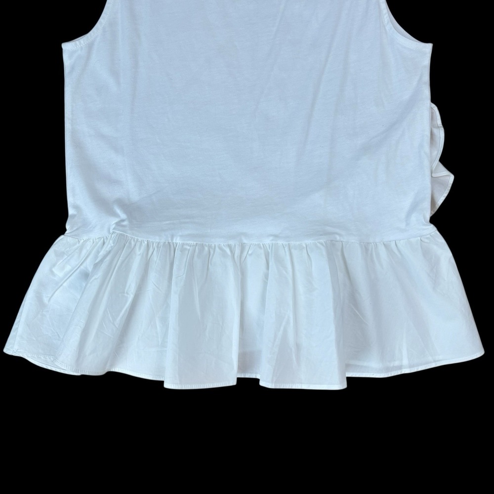 NWT Banana Republic Ruffle Hem Couture Tee Cotton Poplin Ruffle Sz XS Sleeveless - Picture 5 of 8